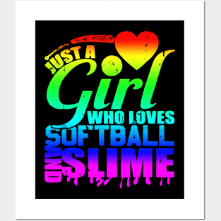 Just A Girl Who Loves Softball And Slime Shirt Queen Player Posters and Art